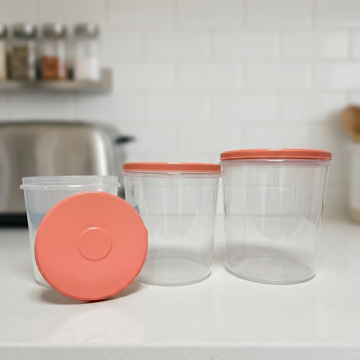 Round Plain Containers – Set of 3
