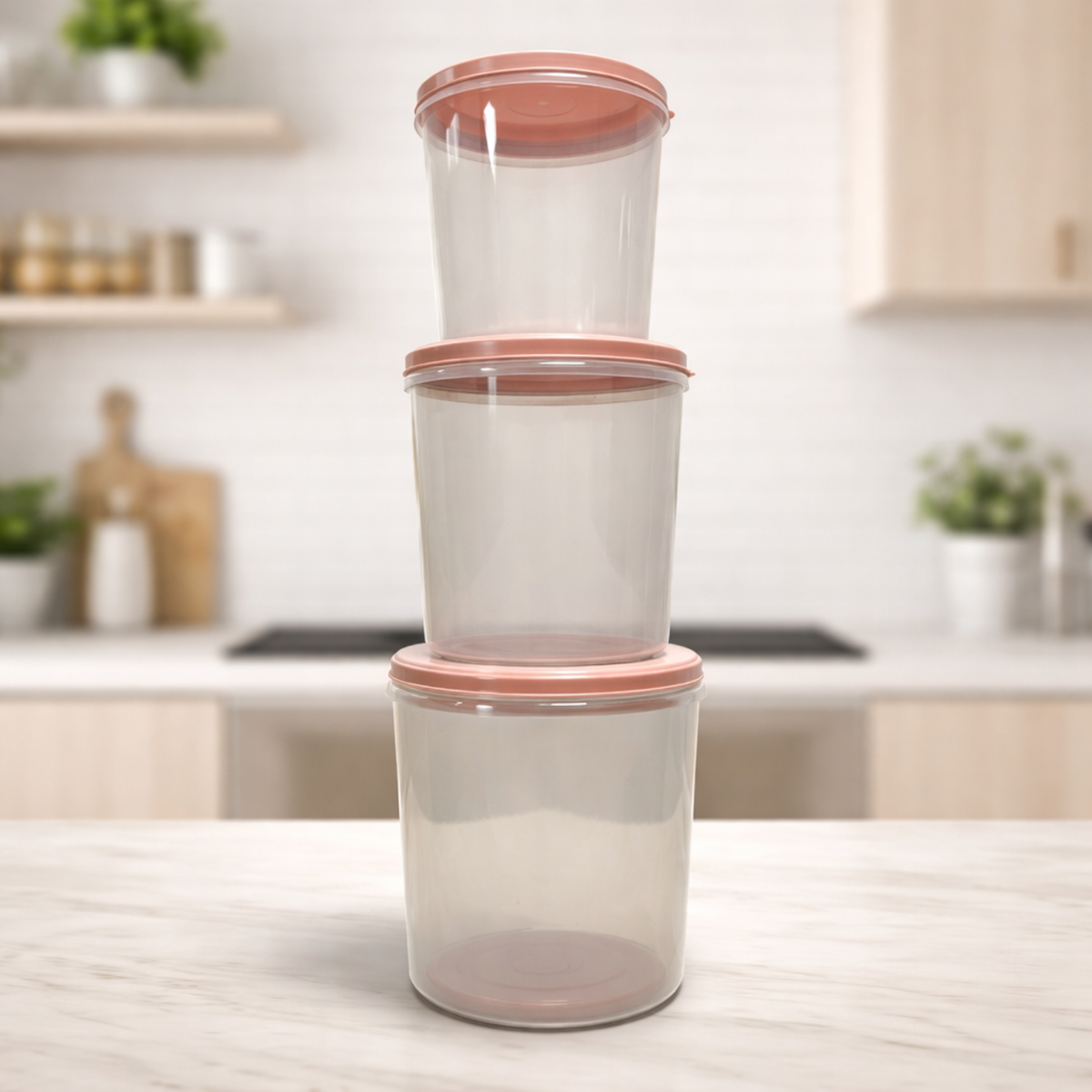 Round Plain Containers – Set of 3